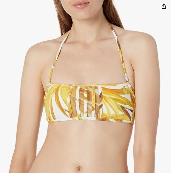 New! BCBGMAXAZRIA Women's Bandeau palm Bra Bikini Swimsuit Top, size‎ 4 - Picture 1 of 11